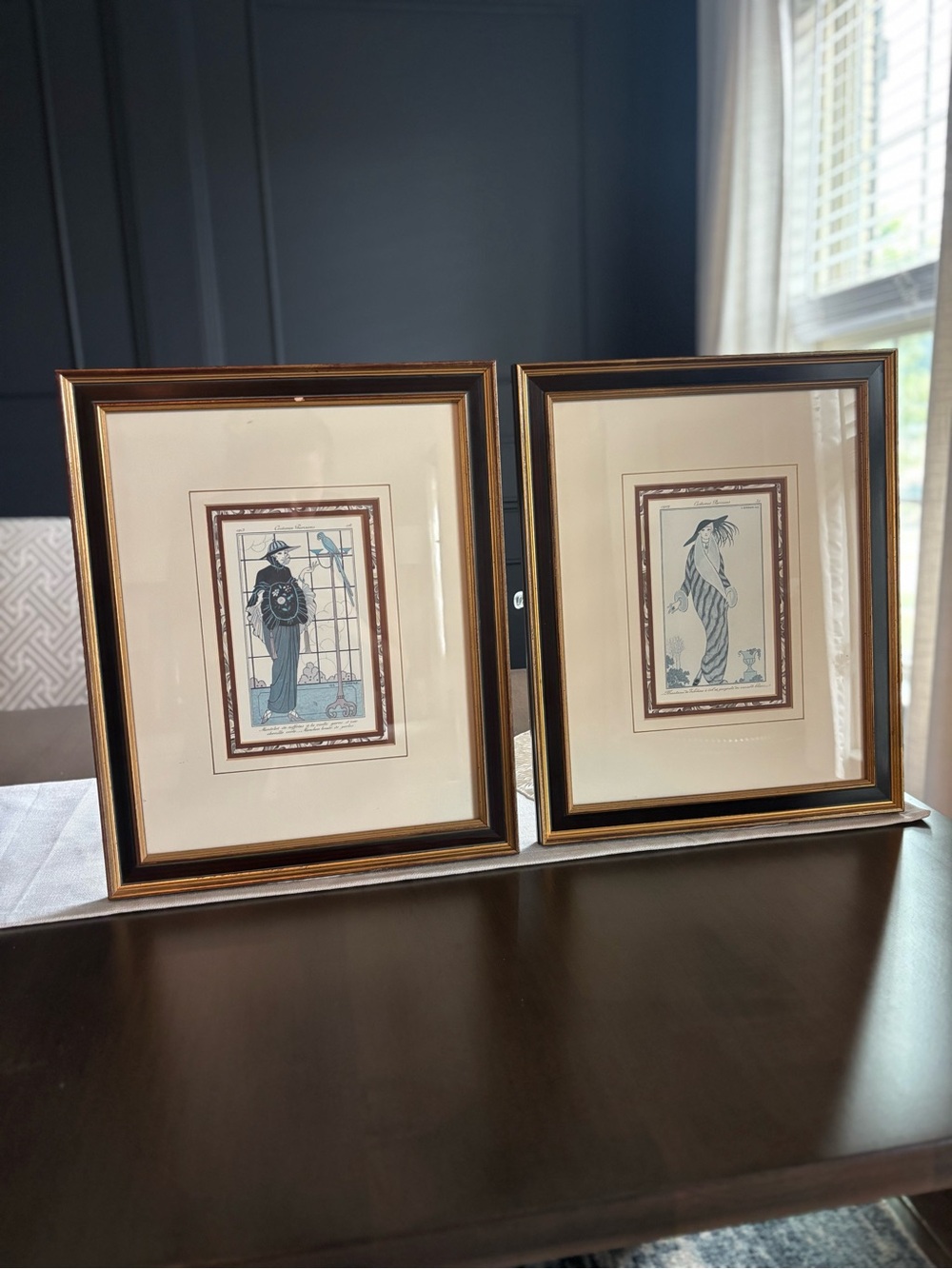Vintage Georges Barbier Art Deco Framed Prints, Pair | French Fashion